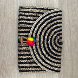 Black and Tan Jute Clutch